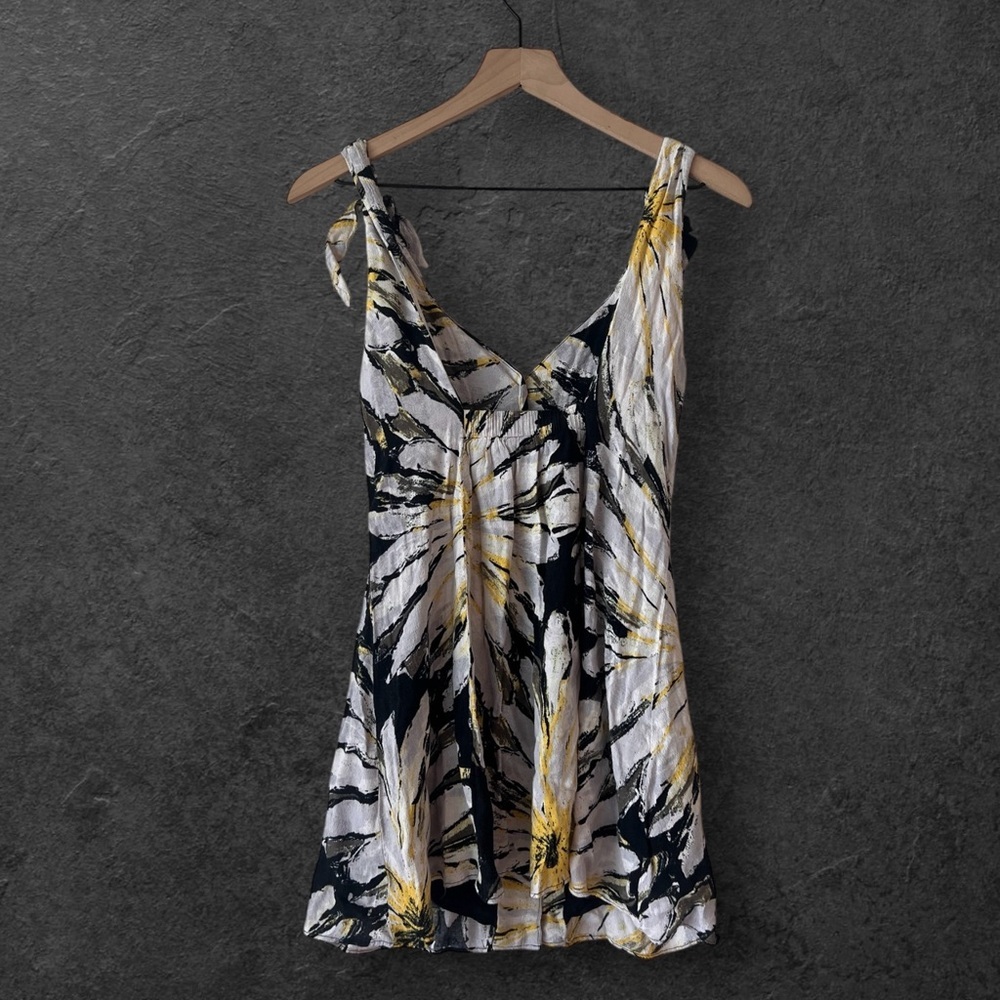 Free People Floral Tie-Shoulder Tropical Summer Mini Button Front Dress Size S - Picture 10 of 11